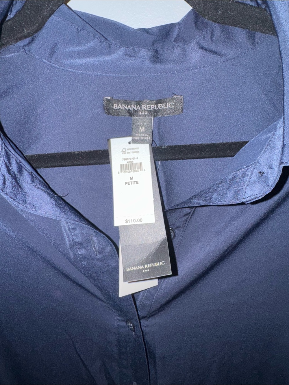 NWT Banana Republic Navy Collared Button-Front Dress - Picture 3 of 4